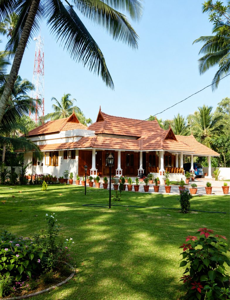 Traditional house build according to old Kerala tradition by arjun & associates best builders in trivandrum